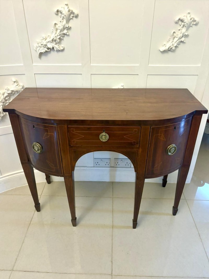 Small Antique George III Quality Inlaid Figured Mahogany Sideboard